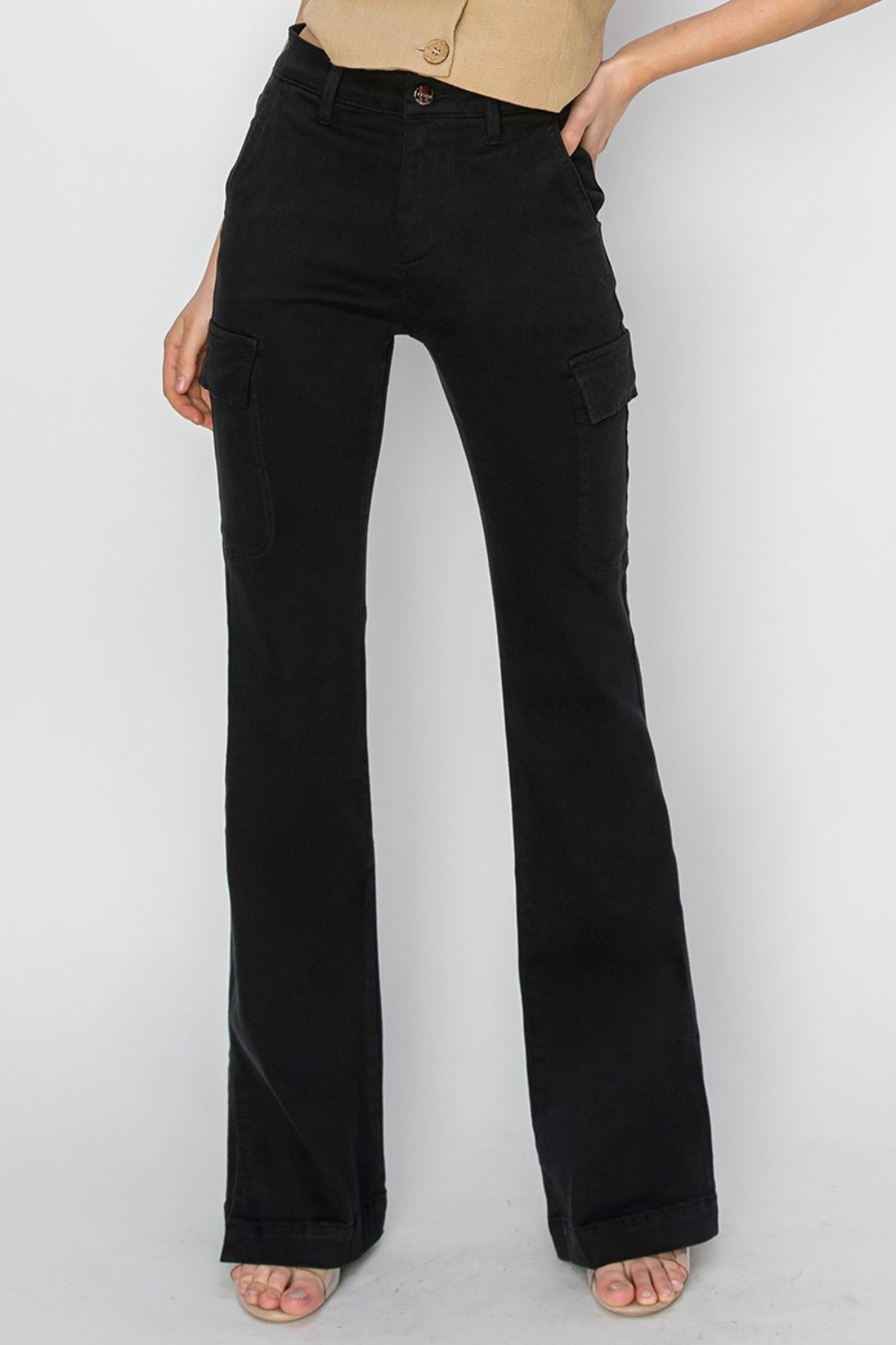 Side Slit Cargo Bootcut Jeans