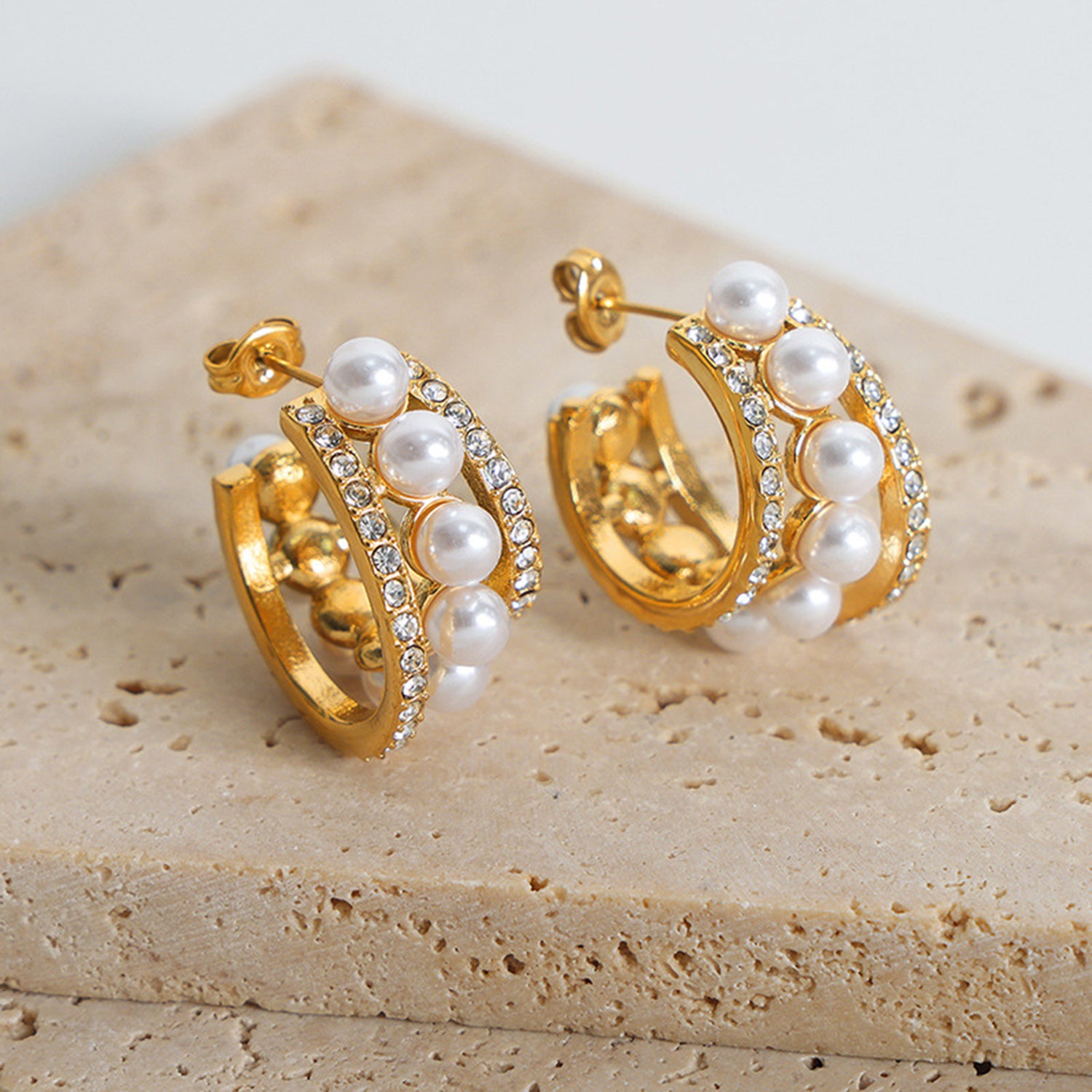 Pearl C-Hoop Earrings