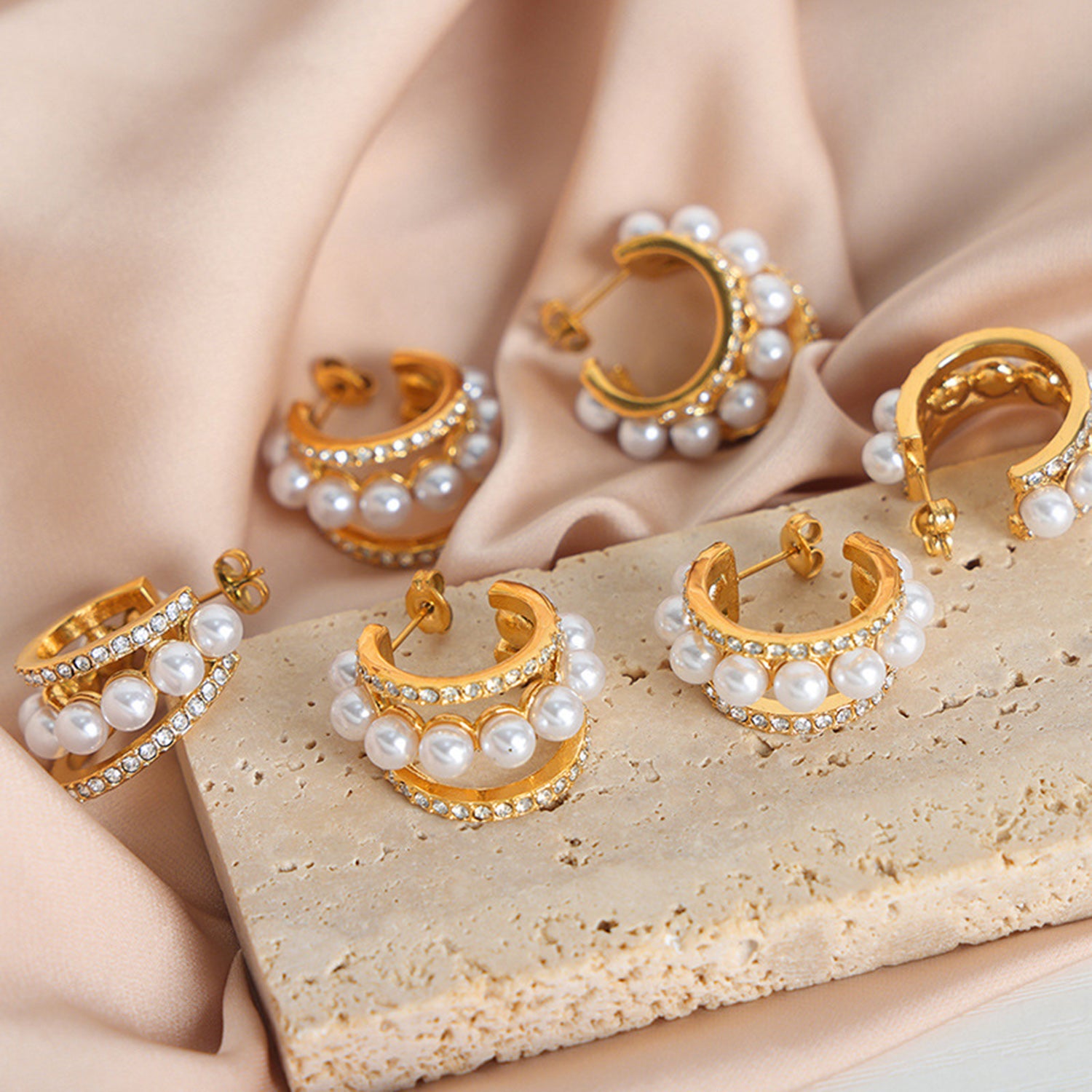 Pearl C-Hoop Earrings