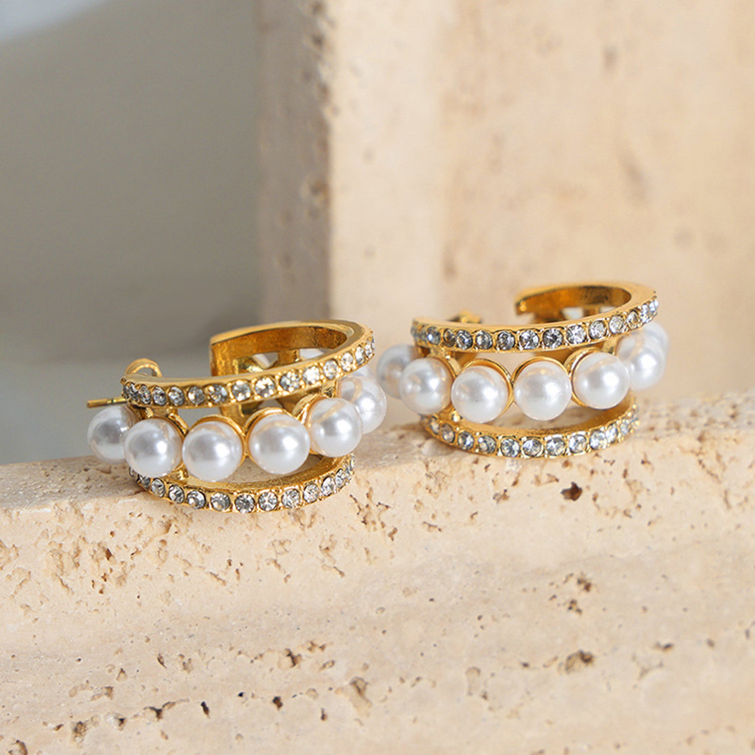 Pearl C-Hoop Earrings