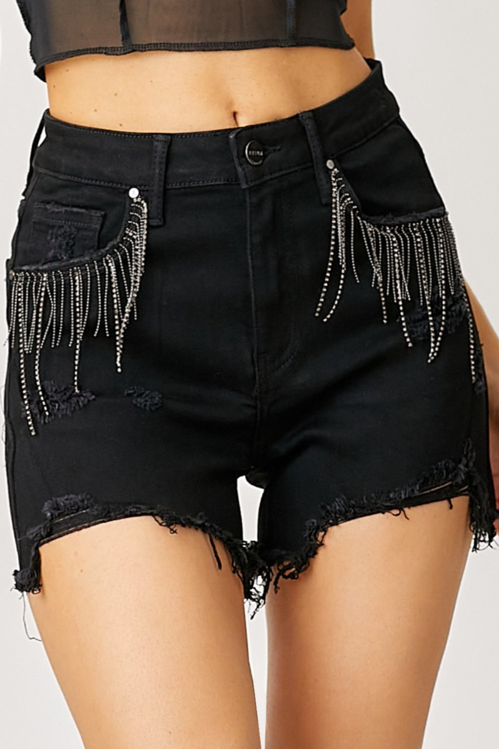 Frayed Hem Denim Shorts