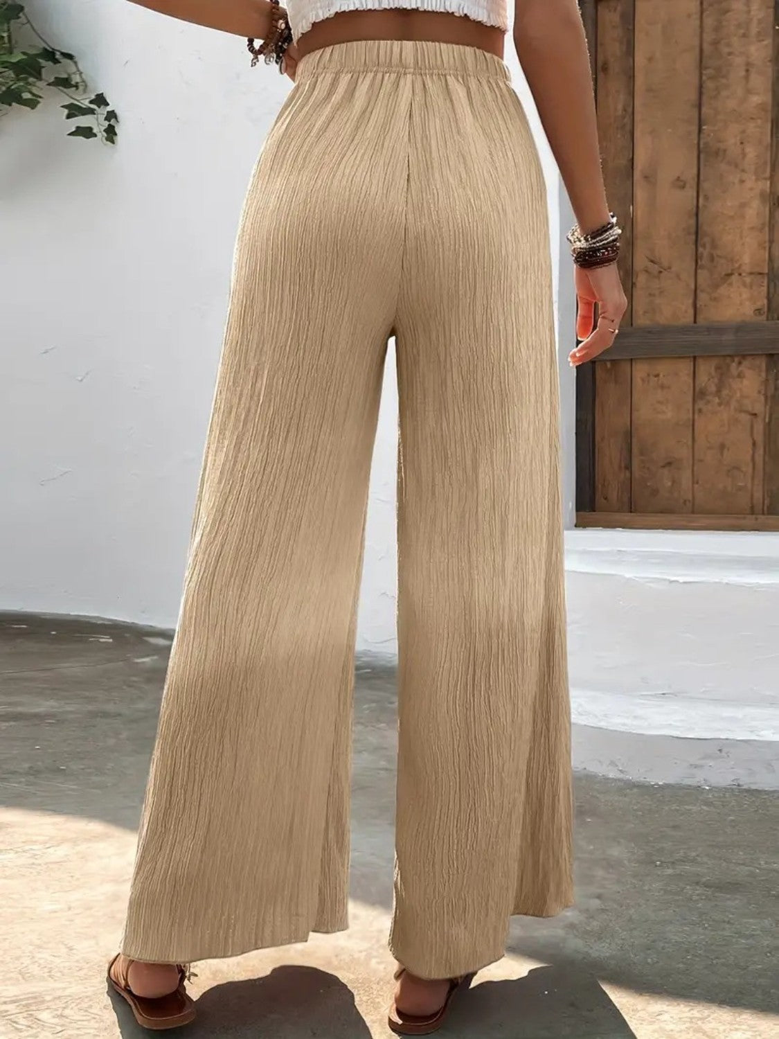 Textured Wide Leg Pants