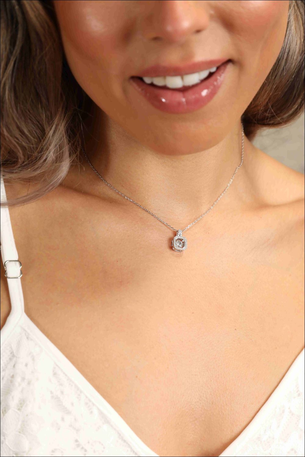 Floating Jewel Moissanite Sterling Silver Necklace