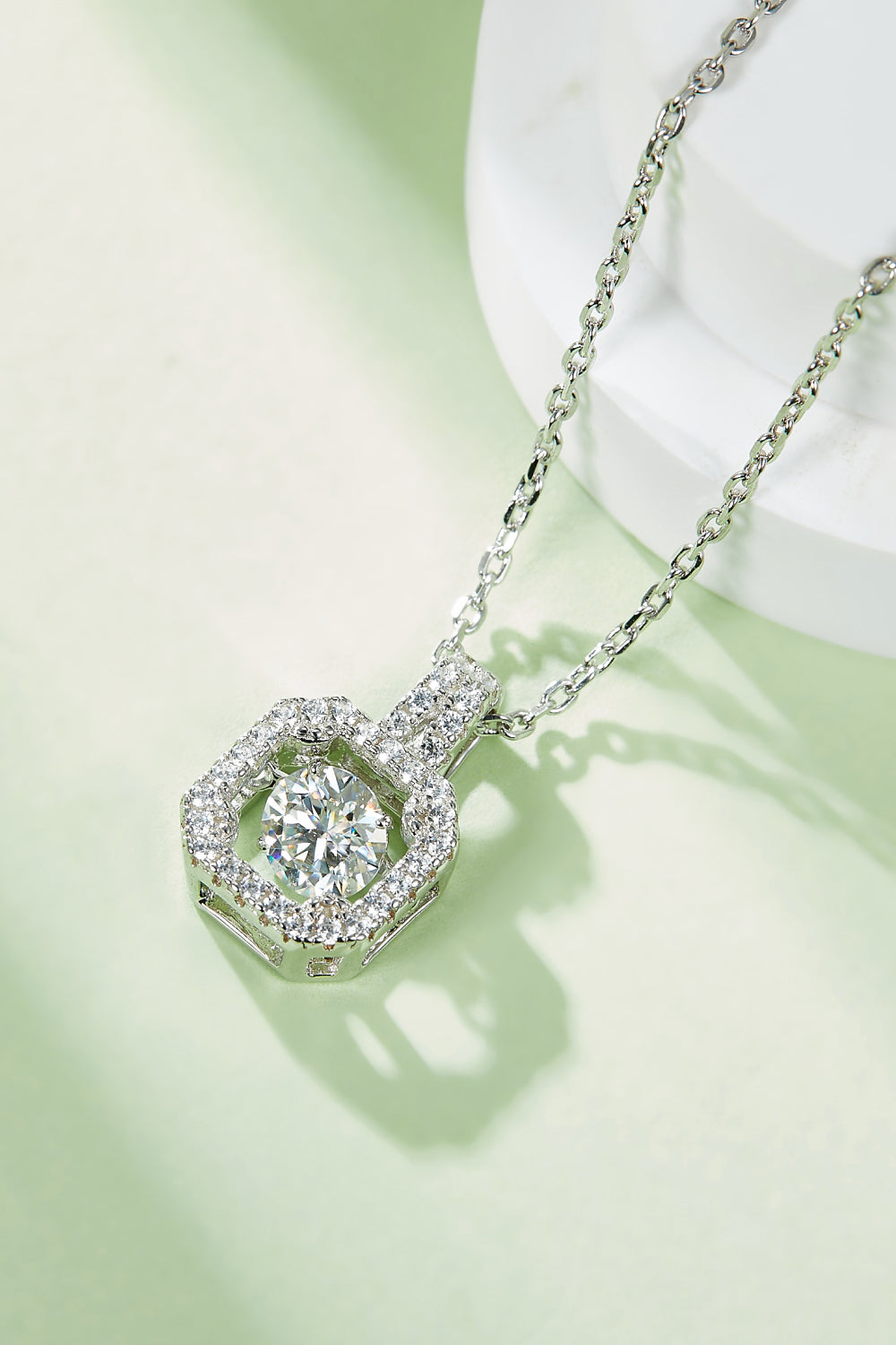 Floating Jewel Moissanite Sterling Silver Necklace