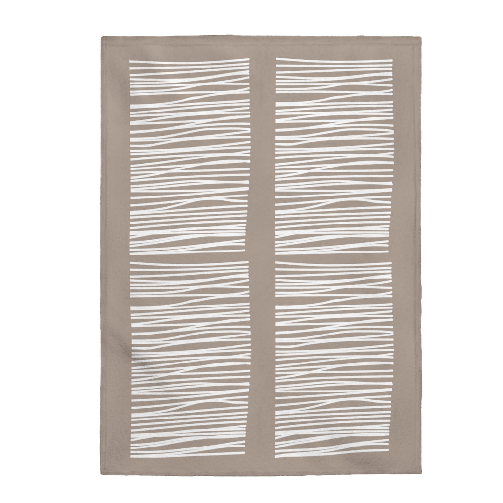 Abstract Lines Beige Plush Throw