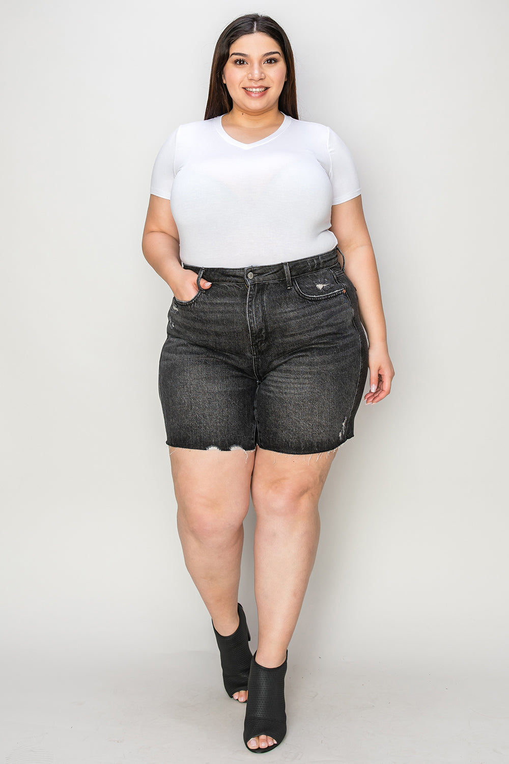 Tummy Control Denim Shorts