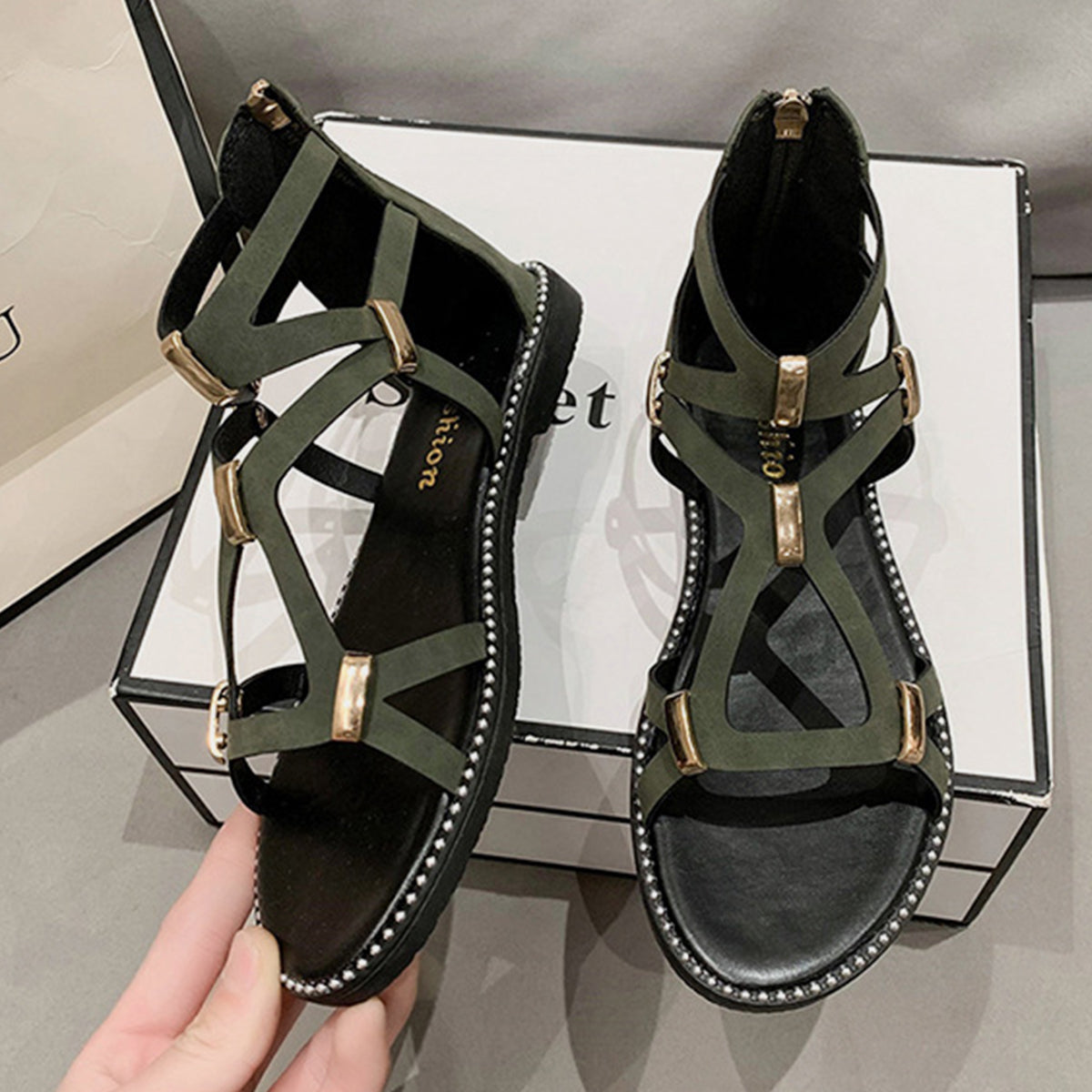 Zip Back Sandals