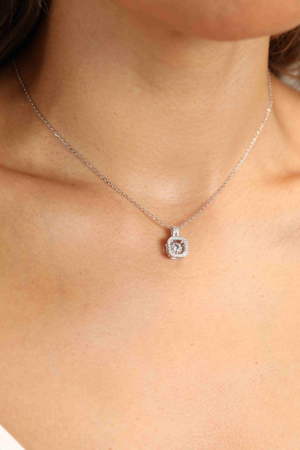 Floating Jewel Moissanite Sterling Silver Necklace