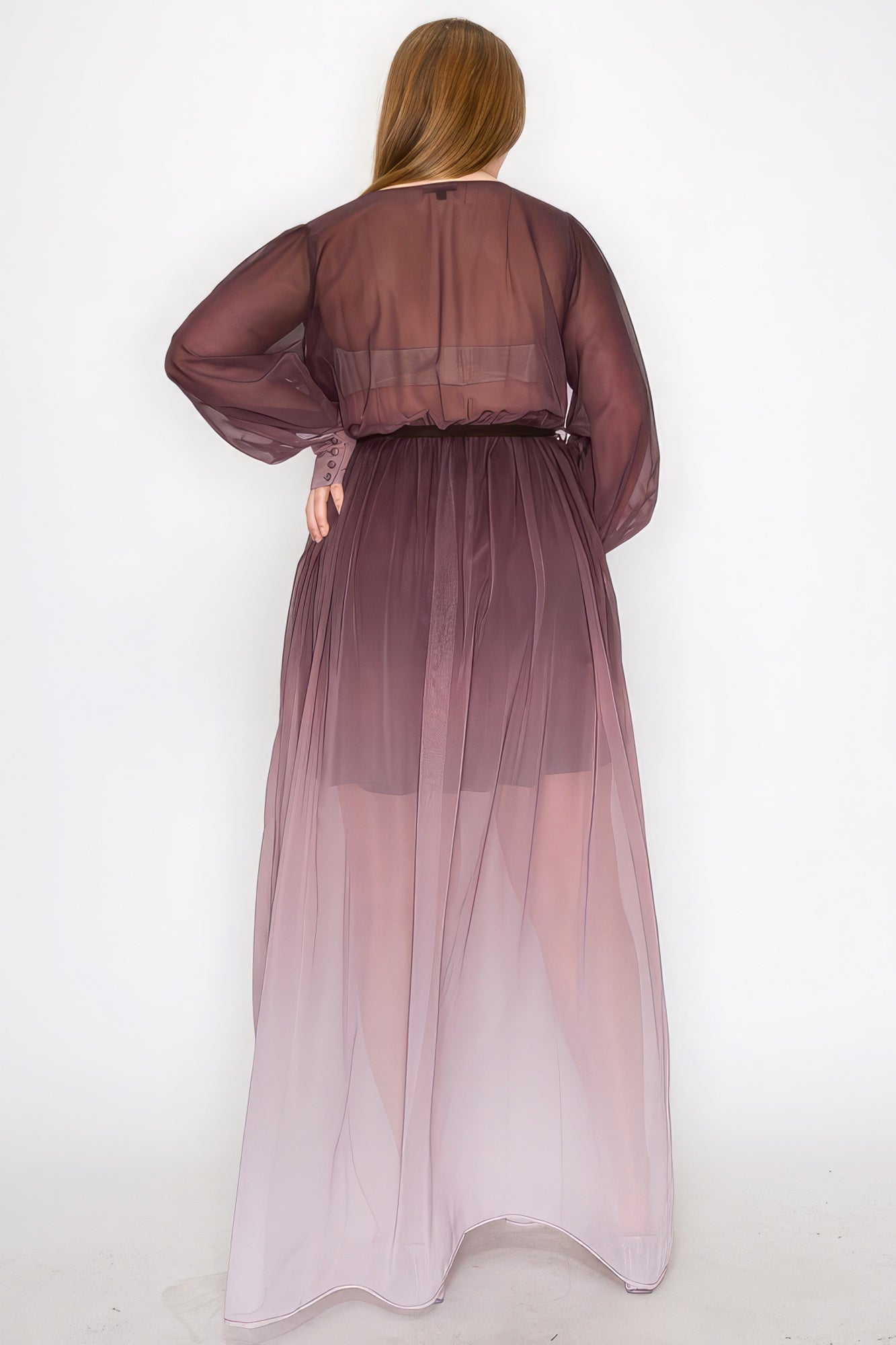 Ombre Chiffon Wrap Maxi Dress