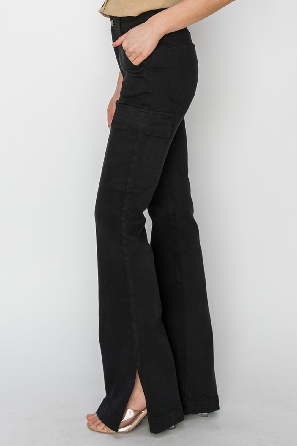 Side Slit Cargo Bootcut Jeans