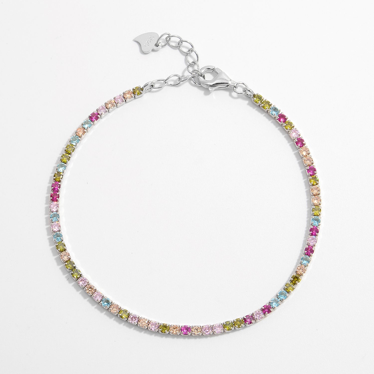 Sterling Silver Multi Jeweled Bracelet