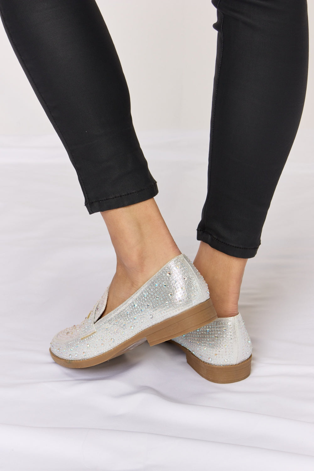 Rhinestone Point Toe Loafers