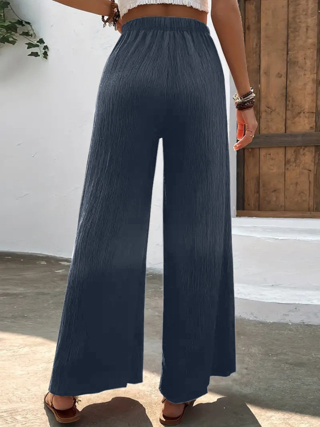 Textured Wide Leg Pants